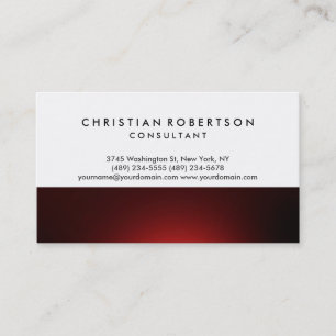Red White Plain Modern Consultant Business Card