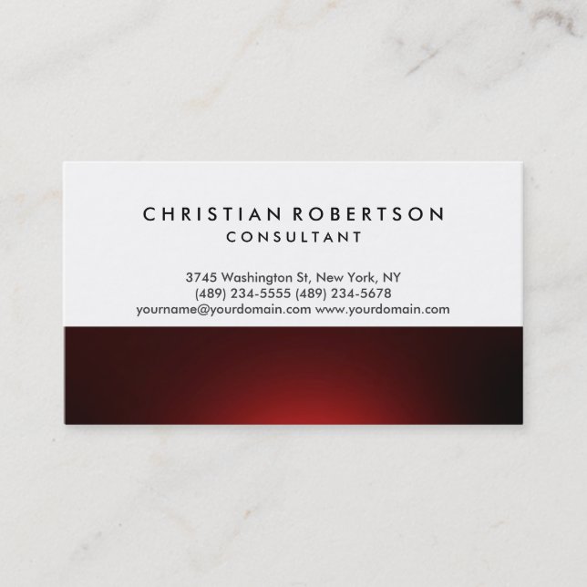 Red White Plain Modern Consultant Business Card (Front)