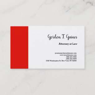 Red White Plain Professional Attorney at Law Business Card