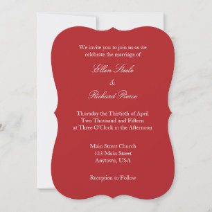 Red White Plain Simple Wedding Invitation
