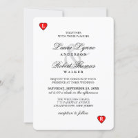 Red & White Playing Card - Hearts Wedding Invite