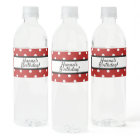 Red White Polka Dot Birthday Water Bottle Label