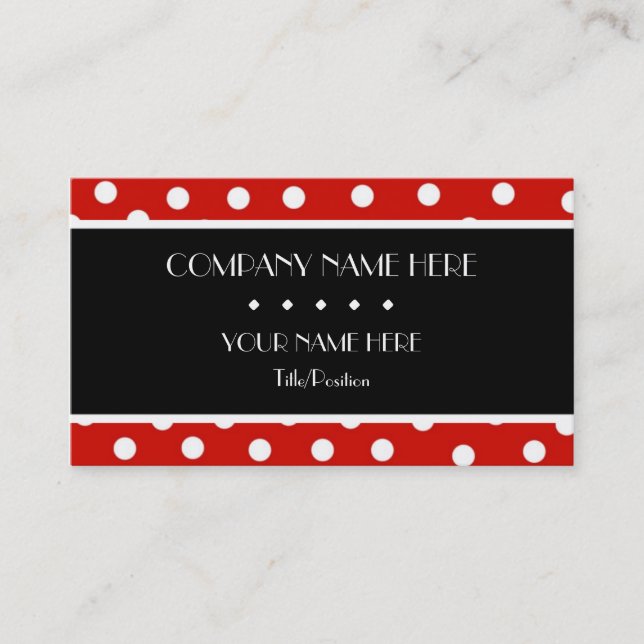 Red & White Polka Dot Business Card (Front)