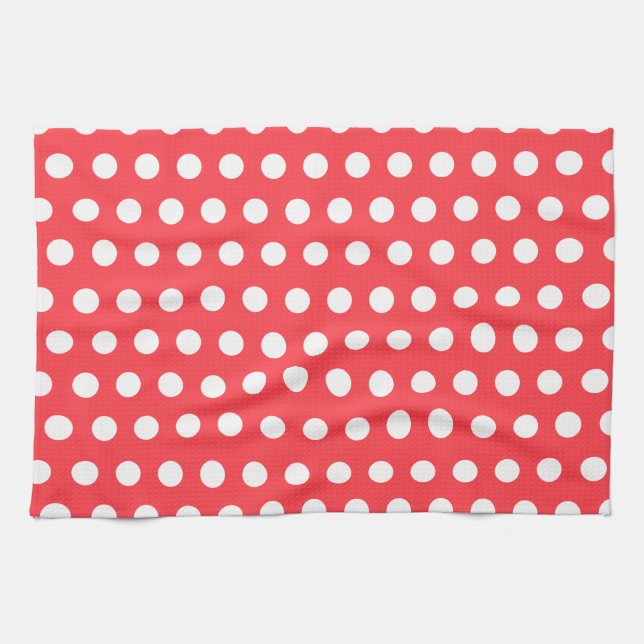Red White Polka Dot Kitchen Towel (Horizontal)