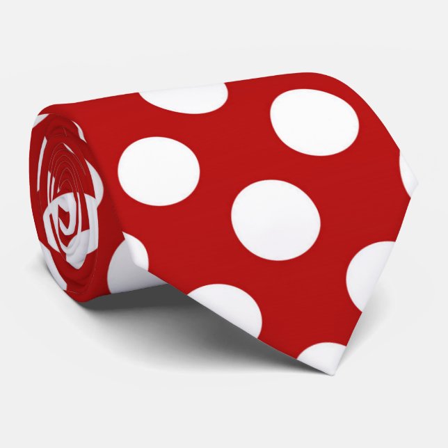 Red white polka dot pattern tie (Rolled)