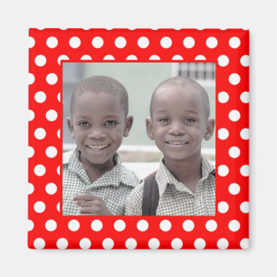 Red White Polka Dot Photo Frame Magnet