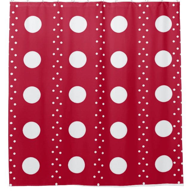 Red & White Polka Dot Shower Curtain – Bold Modern (Front)