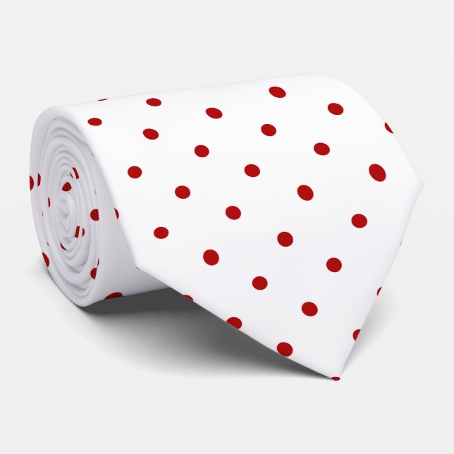Red white polka dot tie (Rolled)