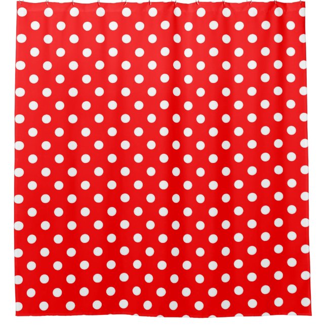 Red White Polka Dots Design Shower Curtain (Front)