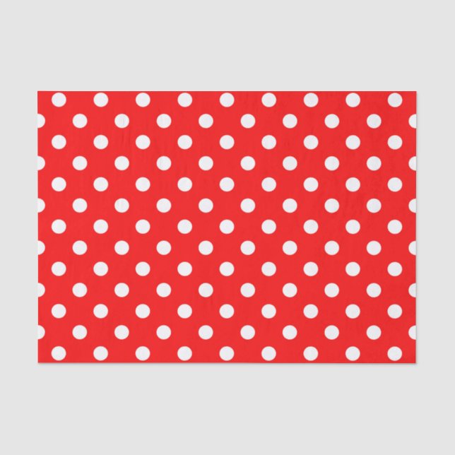 Red White Polka Dots Design Tissue Paper (Front)