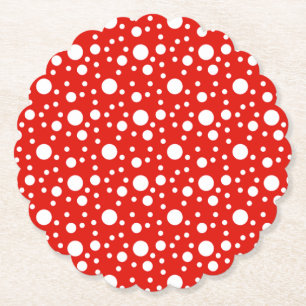 Red White Polka Dots Paper Coaster