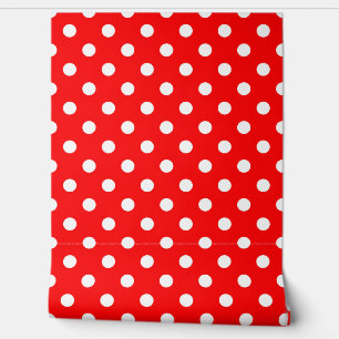 Red White Polka Dots Pattern Design Wallpaper