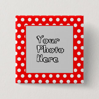 Red & White Polka Dots Photo Frame 15 Cm Square Badge
