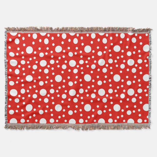 Red White Polka Dots Spot Duvet Cover Throw Blanket (Front)