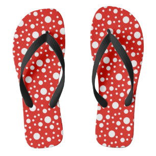 Red White Polka Dots Spot Jandals
