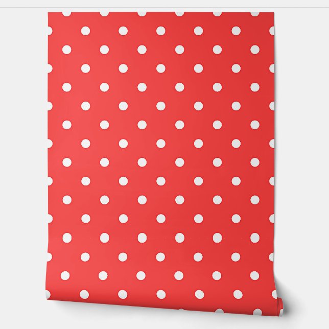 Red White Polka Dots  Wallpaper (Unrolling)