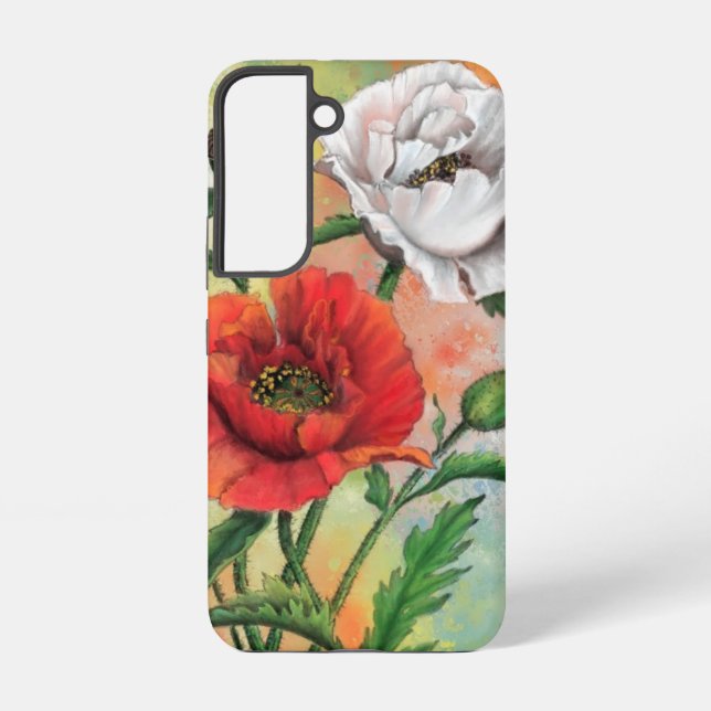 Red White Poppies Samsung Galaxy Case (Back)