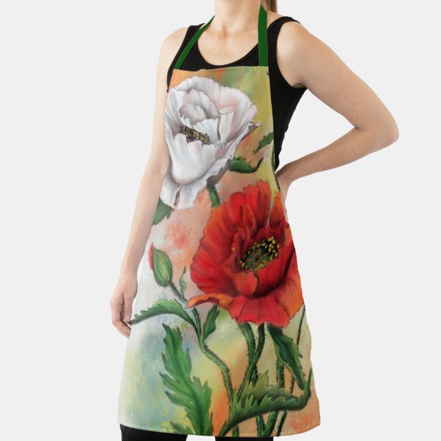 Red White Poppy Apron (Insitu)