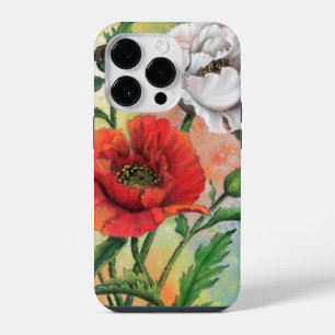 Red White Poppy iPhone 14 Pro Case