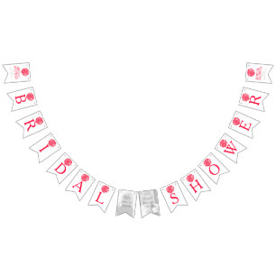 Red white posy bridal shower photo bunting