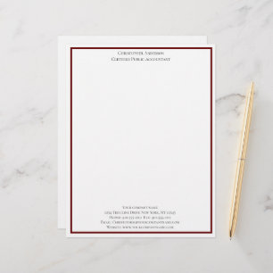 Red White Professional Business Personalised  Custom Letterhead