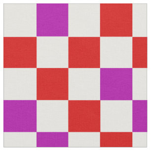 Red White Purple Chequered Pattern Design  Fabric