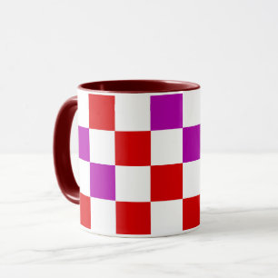 Red White Purple Chequered Pattern Design Mug