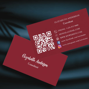 Red white QR code Business Card