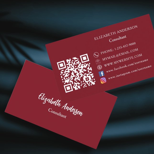 Red white QR code Business Card (Creator Uploaded)