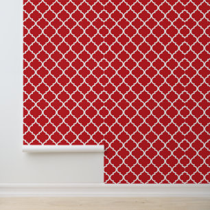 Red White Quatrefoil Wallpaper