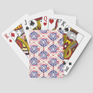 Red White Queen Of Hearts Linocut Playing Cards