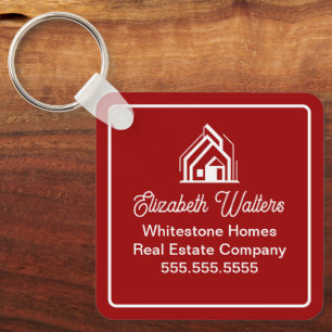 Red White Real Estate Company Custom Realtor Key Ring