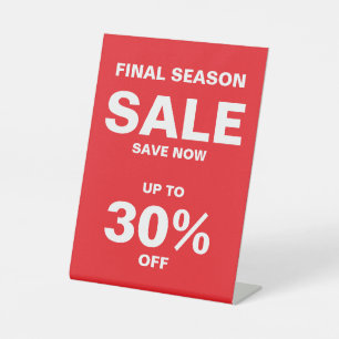 Red White Retail Sale Display Sign Pedestal Sign