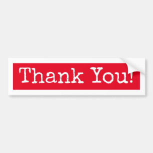 Red White Retro Font Thank You Bumper Sticker