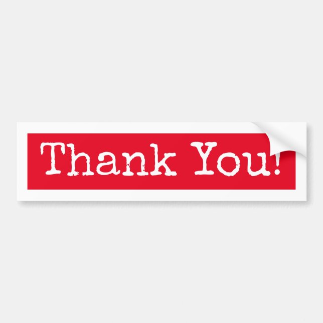 Red White Retro Font Thank You Bumper Sticker (Front)