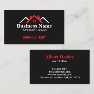 Red White Roofing House Climber Business Card