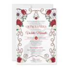 Red White Rose Elegant Western Charra Quinceanera