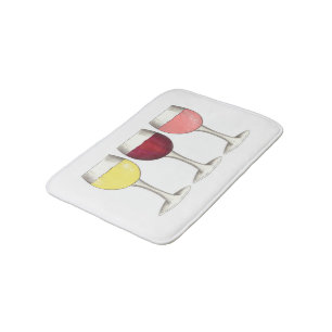 Red White Rosé Wine Glasses Winery Cocktails Bath Mat