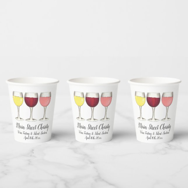 Red White Rosé Wines Glasses Winery Wine Tasting Paper Cups (Multi)