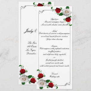 Red & White Roses Christmas Wedding  Menu
