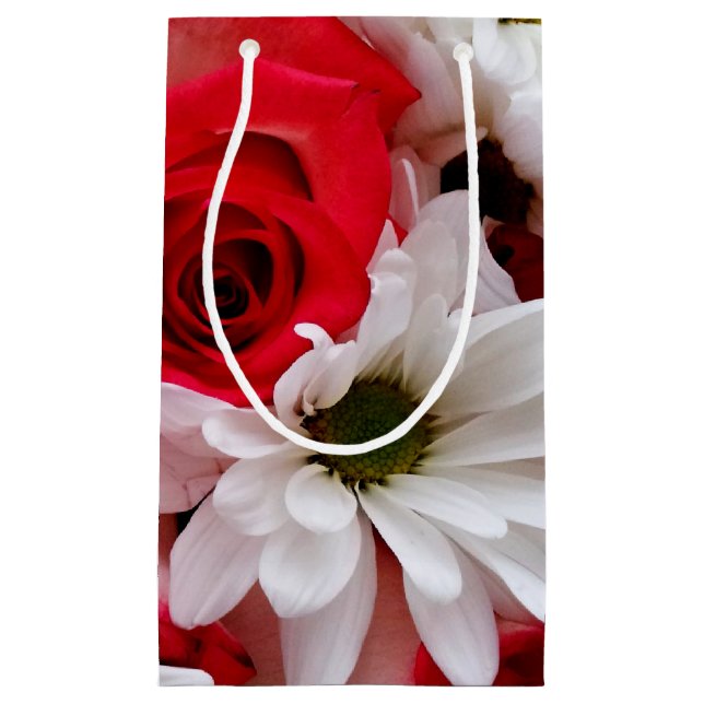 Red-White-Roses-Daisies Bouquet-GIFT BAG S (Front)