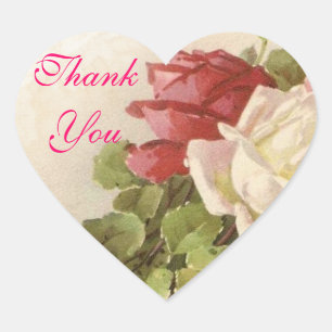 Red & White Roses Green Leaves Thank You Seal