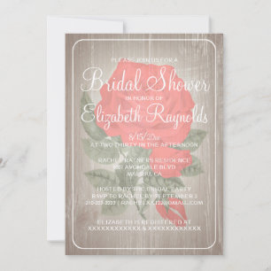 Red White Rustic Floral Bridal Shower Invitations
