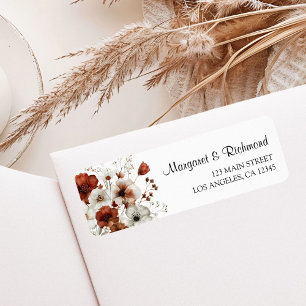 Red & White Rustic Floral Wedding Address