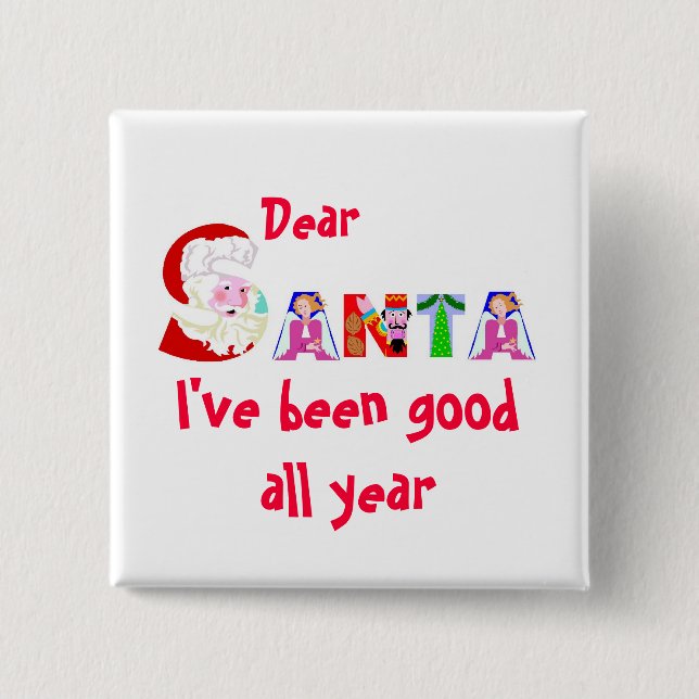 Red White Santa Christmas Holiday 15 Cm Square Badge (Front)