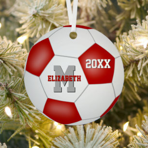 red white school spirit girls boys soccer metal tree decoration