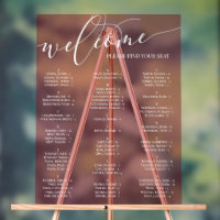 Red White Script Welcome Seating Chart Any Event