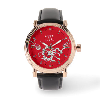 RED WHITE SEA DRAGON MONOGRAM WATCH