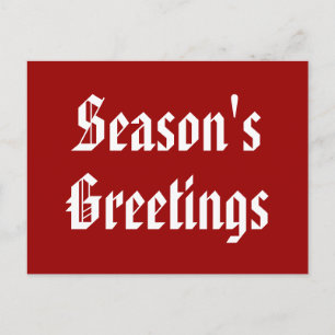 Red White Seasons Greetings Holiday Postcard