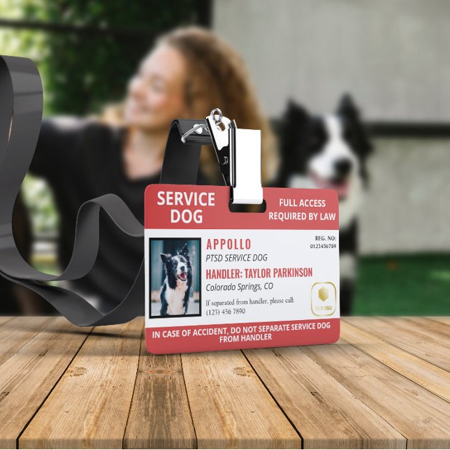 Red White Service Dog Logo & Photo ID Badge (Creator Uploaded)